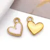 Pingente de Aço Inoxidável Esmaltado Colorido 9x9mm em Formato de Coração de Pêssego Charme DIY Corrente de Copo Corrente de Celular Acessórios de Joias