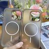 Nueva funda protectora con botón metálico magnético de PC de color sólido para iPhone 16, Promax/15/14