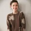 Nuevo Suéter de Cachemir 100% Puro Otoño e Invierno 2025 Moda Femenina Holgado Grueso Tejido Jacquard Nube Suéter Interior