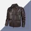 Chaqueta de Cuero de Moda Americana 2025, Patrón de Cuero de Lichi, Transfronterizo
