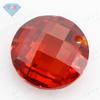 Huagang Gema Redonda Doble Cara de Tortuga Zircón Rojo Naranja con Agujeros Piedra Desnuda Cara a Cuadros Rojo Naranja Gema Artificial cz