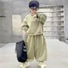 Traje de Primavera para Niños, Deportivo, Cálido, Que No Se Desvanece, Que No Se Deforma, Color Sólido, Cuello Alto, Conjunto de Dos Piezas, Nuevo Conjunto de Primavera y Otoño