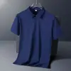 Camiseta de Manga Corta de Nylon Seda de Hielo para Hombre Verano Camiseta de Seda de Hielo Color Sólido Casual Top Juvenil Secado Rápido Elástico Polo