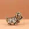 Figura Criativa de Latão Puro para Dança do Leão, Decoração Vintage para Casa, Artesanato de Animal de Estimação para Chá em Mesa de Escritório, Pequeno Ornamento para Boa Sorte