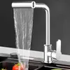 Grifo de cascada de comercio exterior para cocina, grifo de agua caliente y fría, modo de cuatro velocidades, lavabo, grifo giratorio de agua caliente y fría para balcón