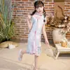 Falda Hanfu para Niñas Nuevo Verano Niñas Medianas y Grandes Vestido Modificado Cheongsam de Gasa Bordado Estilo Chino