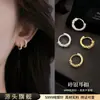 Brincos de círculo de prata pura S999 com agulha banhada a ouro para mulheres, novo modelo popular de 2026, luxo leve, brincos elegantes e de alta qualidade
