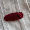 Día de Año Nuevo Clip de Pinza Ovalado Rojo con Etiqueta Dorada en Forma de Corazón Clip Lateral de Felpa para el Cabello Accesorio para el Cabello de Flequillo Exquisito de Alta Gama