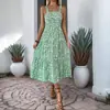 Amazon Europeo y Americano Transfronterizo 2026 Verano Nuevo Vestido con Tirantes Finos Estampado Vestido Elegante Floral sin Espalda de Comercio Exterior