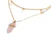 Collar de borlas de luna y estrella simple de moda transfronteriza europea y americana, collar de múltiples capas con columna hexagonal y personalidad retro para mujer