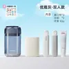 Conjunto Portátil de Copo de Lavar para Viagem Caixa de Armazenamento de Escova de Dentes e Pasta de Dentes Copo para Enxaguar a Boca Dupla Camada Destacável Estilo Casal Copo de Escova de Dentes