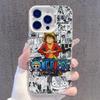 Funda protectora One Piece para iPhone 16 Pro Max de Apple, diseño de animación de 15 pulgadas, color plateado y láser de 13 colores.