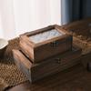 Caja de Joyería de Madera, Caja de Almacenamiento Misceláneo Vintage, Caja con Tapa Abatible a Prueba de Polvo de Madera de Paulownia para el Hogar con Caja de Almacenamiento de Mesa de Vidrio con Flor de Begonia