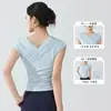 Top sin mangas de diseño de alta gama para chica atractiva con escote en V cruzado, almohadillas en el pecho, hombros descubiertos, prenda exterior sexy, ropa de yoga de deseo puro para mujer