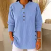 2026 Outono e Inverno Europeu e Americano Transfronteiriço Novo Veludo Cotelê Cor Sólida Solto Casual Gola V Botão Manga Longa Feminino Top Camiseta