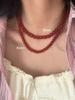 ¡Caro y blanco! Collar de Ágata Roja Vintage con Cuentas para Mujer Cadena de Clavícula de Alta Gama Mismo Estilo que los Bloggers Ins
