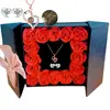 Regalo transfronterizo de Amazon para Acción de Gracias, Navidad, San Valentín, collar de proyección, aretes, flor de vida eterna femenina, caja de regalo, joyería