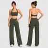 Conjunto de Sutiã Esportivo Cruzado com Gola Halter para Mulheres, Sutiã Fitness Acolchoado de Verão, Lindo Top Cruzado nas Costas para Pilates Yoga