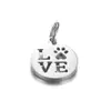 Colgante pequeño de acero inoxidable europeo y americano hueco letra inglesa I LOVE MOM redondo letra LOVE hueca accesorios de pata de perro