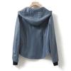 Comercio Exterior Exportación Chaqueta de Cuero para Mujer Chaqueta Corta de Cuero con Capucha para Mujer Otoño 2021 Nueva Holgada Talla Grande Chaqueta de Piel de Oveja
