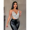 AYJ Amazon popular sexy para mujer de discoteca con cuello halter escote pronunciado espalda descubierta chaleco de metal con pedrería Y23166