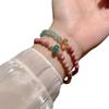 Pulsera de Piedra Natural Dopamina con Costuras y Cuentas Pulsera Francesa Vintage de Nicho Elástica Doble Capa Pulsera Vintage Estilo Guofeng