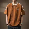 Camiseta de Manga Corta Seersucker Transpirable de Secado Rápido de Seda de Hielo para Hombre, Corte Holgado, Cuello Redondo Estampado, Camiseta de Verano Delgada de Media Manga