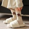Meias de Cachorrinho Fofo de Desenho Animado Estilo Japonês Meias de Lã Quentes Espessas de Comprimento Médio Femininas para Outono e Inverno com Sapatos Birkenstock Meias de Estudante