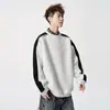 Chamarra extragrande de bloques de color, colección primavera/otoño, cuello redondo, sudadera tipo patchwork a rayas estilo americano, corte holgado, unisex