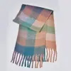 Novo Cachecol Xadrez Arco-Íris Outono e Inverno Moda Fio Loop Engrossado Quente Xadrez Franja Longo Estilo Casal
