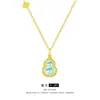 Collar de Calabaza Azul Glaciar Aguamarina para Mujer Nuevo Estilo Chino Colgante Fulu Temperamento Cadena de Clavícula de Oro Arena de Alta Calidad