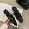 Mules Mary Jane Cerrados de Punta Gruesa Estilo Francés para Mujer, Uso Exterior de Verano, Combinan con Faldas, Sandalias Estilo Nuevo Primavera 2026