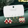 Serie Navideña Europea y Americana Transfronteriza Árbol de Navidad Igloo Set Combinado de 3 Pares de Aretes Caricatura Goteo de Aceite Papá Noel