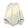 Camiseta G-stone Masculina de Tricô Waffle com Manga Longa, Ombros Caídos, Caimento Solto, Gola Redonda, Estilo Retro Simples para Usar em Camadas
