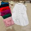 Camisa elegante de lino con solapa, estilo artístico, informal y sencilla, para mujer, primavera y verano 2025
