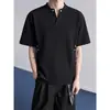 Camiseta Nueva para Hombre 2026, Marca de Moda, Corte Holgado de Verano, Estilo de Celebridad de Internet, Estampado Sencillo, Top Negro de Cinco Mangas