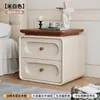 Mesita de Noche de Segunda Mano para Dormitorio del Hogar Modelo Nuevo 2026 Crema Lujo Ligero Gama Alta Madera Maciza Pequeño Gabinete de Almacenamiento de Mesita de Noche