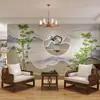 Estilo moderno novo estilo chinês papel de parede grade pintura a tinta paisagem sala de chá parede de fundo modelagem mural decorativo tecido de parede tridimensional 3D