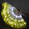 Abanico largo de seda degradado LED luminoso para danza, abanico de danza, accesorios de danza del vientre, actuación en bar, abanico multicolor