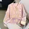 Seda com Qualidade Garantida Novo Estilo Chinês Jacquard de Cetim Manga Longa Brocado Bordado Pesado Jaqueta Top Melhorada Outono