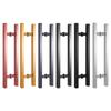 Manija de puerta de vidrio tubo cuadrado negro boca plana oro rosa negro titanio puerta enmarcada puerta de madera par de manijas para puerta de oficina