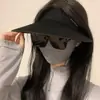 Sombrero de Sol Plegable de Ala Ancha para Mujer de Verano, Sombrero de Copa Abierta, Sombrero de Sol de Moda para Caras Grandes, Sombrero de Sol Ligero y Transpirable