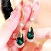 Pendientes de Gota de Agua Verdes Estilo Nuevo 2026, Pendientes Largos Exquisitos, Pendientes Versátiles de Moda de Alta Gama para Mujer