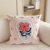 Funda de Almohada para Sofá con Cara Sonriente Ins Sala de Estar Mesita de Noche Cama Cojín Decorativo Soporte Lumbar Extraíble y Lavable