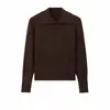 Suéter de Punto con Cuello Polo 2025 Otoño e Invierno Nuevo Estilo Grueso Simple Interior Manga Larga para Mujer