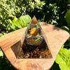 Ornamento de pirâmide de cristal natural 5cm com pedrinhas de resina, artesanato e presentes fornecidos diretamente pelo fabricante