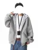 Chaqueta dehoundstooth pesada estilo americano para hombre, sudadera con capucha holgada de ajuste limpio para primavera/otoño para parejas