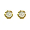 Pendientes de Flor de Color Contrastante Oro y Plata Lugong para Mujer, Pendientes Exquisitos de Estilo Metálico Fresco, Pendientes de Moda y Versátiles