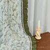 Cortinas de Keqiao de Alta Gama en Verde Vibrante Estilo Retro Pastoral Francés para Ventana Saliente con Ganchos y Decoración de Encaje