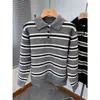 Camisa polo de malha listrada color block de manga curta estilo coreano para mulheres 2025 verão nova elegante slim-fit modeladora top tendência